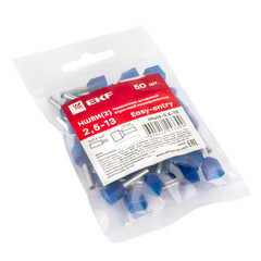 Наконечник штыревой втулочный изолированный EKF НШВИ-2 13 мм х 2,5 кв. мм двойной (50 шт.) - фото 2