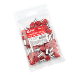 Наконечник штыревой втулочный изолированный EKF PROxima НШВИ-2 14 мм х 10 кв. мм двойной (50 шт.) - фото 2