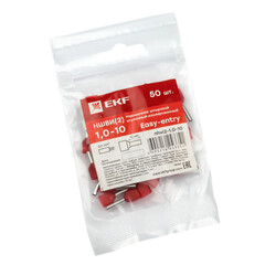 Наконечник штыревой втулочный изолированный EKF НШВИ-2 10 мм х 1 кв. мм двойной (50 шт.) - фото 2