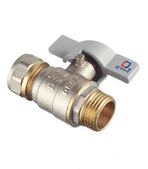 Кран шаровой латунный СТМ 16 обж(ц) х 1/2 НР(ш) для металлопластиковых труб бабочка прямой - фото 3