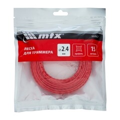 Леска для триммера МТХ витой квадрат 2,4 мм х 15 м красная (96867) - фото 3