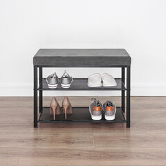 Банкетка для обуви с сиденьем черная/серая ЗМИ Торонто 23S - фото 3