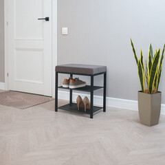 Банкетка для обуви с сиденьем черная/серая ЗМИ Торонто 13S - фото 2