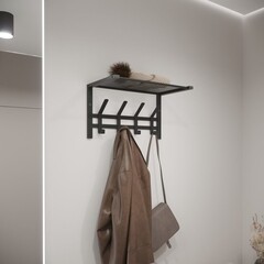 Вешалка настенная с полкой металлическая 4 крючка черная ЗМИ Торонто 11 - фото 6