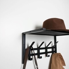 Вешалка настенная с полкой металлическая 4 крючка черная ЗМИ Торонто 11 - фото 7