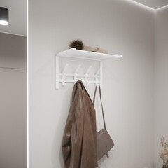 Вешалка настенная с полкой металлическая 4 крючка белая ЗМИ Торонто 11 - фото 7