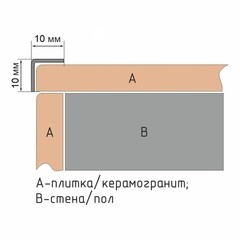 Уголок для плитки полированный прямой наружный нержавеющая сталь 2700х10х10 мм графит зеркальный - фото 2