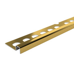 Профиль для плитки до 10 мм окантовочный П-образный полированный нержавеющая сталь 2700х32х11,8 мм золото зеркальное - фото 1