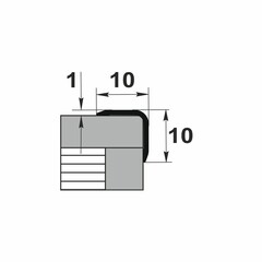 Уголок для плитки скошенный край алюминиевый 2700х10х10 мм бетон айс - фото 2