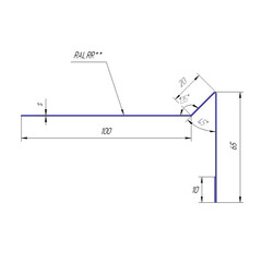 Планка торцевая для гибкой черепицы Grand Line 100х65 мм 2 м графитовый серый RAL 7024 - фото 2