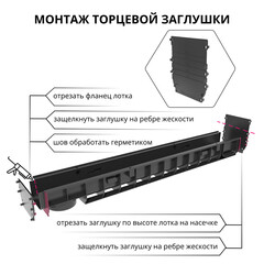 Лоток водоотводный пластиковый 1000х145х120 мм Gidrolica с чугунной решеткой класс С250 (8016) - фото 12