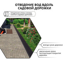 Решетка для лотка водоотводного пластиковая 500х138 мм Gidrolica черная - фото 8