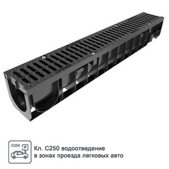 Лоток водоотводный пластиковый 1000х145х152 мм Gidrolica с пластиковой решеткой класс С250 (8009pro) - фото 15