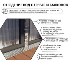 Лоток водоотводный пластиковый 1000х115х55 мм Gidrolica со стальной решеткой класс А15 (080096) - фото 16