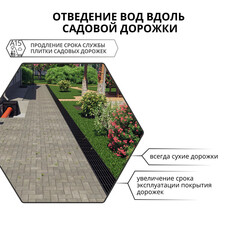 Лоток водоотводный пластиковый 1000х115х95 мм Gidrolica Light с пластиковой решеткой класс А15 (08061) - фото 14