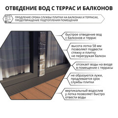 Лоток водоотводный пластиковый 1000х115х55 мм Gidrolica Light с пластиковой решеткой класс А15 (08091) - фото 16