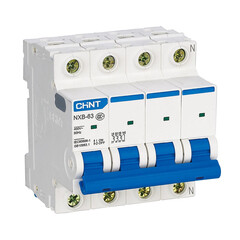 Изображение товара Автоматический выключатель модульный Chint NXB-63S 4P 10А 4,5 кА 400 В (296904)
