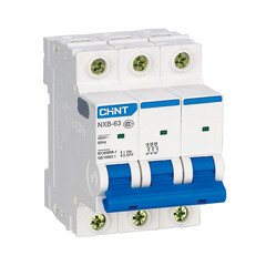 Изображение товара Автоматический выключатель модульный Chint NXB-63 3P 4А 6 кА 400 В (814167)