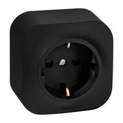 Изображение товара Розетка Legrand Quteo накладная черная со шторками (782476)