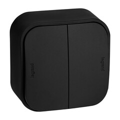 Изображение товара Выключатель Legrand Quteo двухклавишный накладной черный (782474)