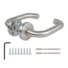 Ручка дверная Fuaro DSS-0203-19 для противопожарной двери круглая розетка нержавеющая сталь (44457) - фото 3