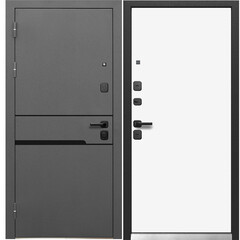 Дверь входная Ferroni Luxor левая графит серый муар - белый под покраску 860х2050 мм - фото 1