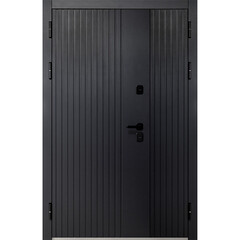 Дверь входная с терморазрывом Ferroni Luxor Вертикаль левая сатин черный - эмалит белый 1260х2050 мм - фото 1