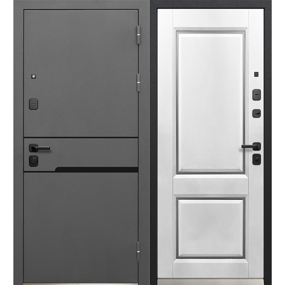 Изображение товара Дверь входная Ferroni Luxor Классика правая графит серый муар - эмалит белый 960х2050 мм