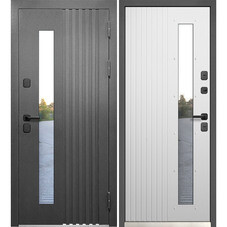 Дверь входная с терморазрывом Ferroni Luxor Termo Рейка правая графит серый муар - эмалит белый со стеклопакетом 960х2050 мм