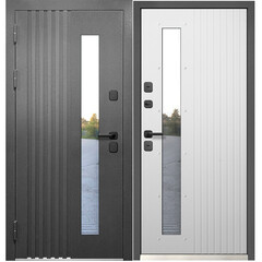Дверь входная с терморазрывом Ferroni Luxor Termo Рейка левая графит серый муар - эмалит белый со стеклопакетом 960х2050 мм - фото 1