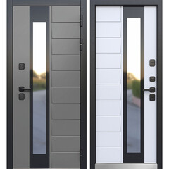 Изображение товара Дверь входная с терморазрывом Ferroni Luxor Termo 5 правая эмаль серый - эмалит белый 960х2050 мм