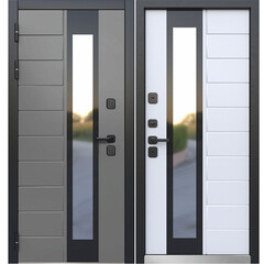 Дверь входная с терморазрывом Ferroni Luxor Termo 5 левая эмаль серый - эмалит белый 860х2050 мм - фото 1