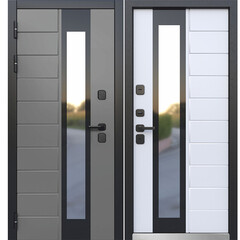 Дверь входная с терморазрывом Ferroni Luxor Termo 5 левая эмаль серый - эмалит белый 960х2050 мм - фото 1