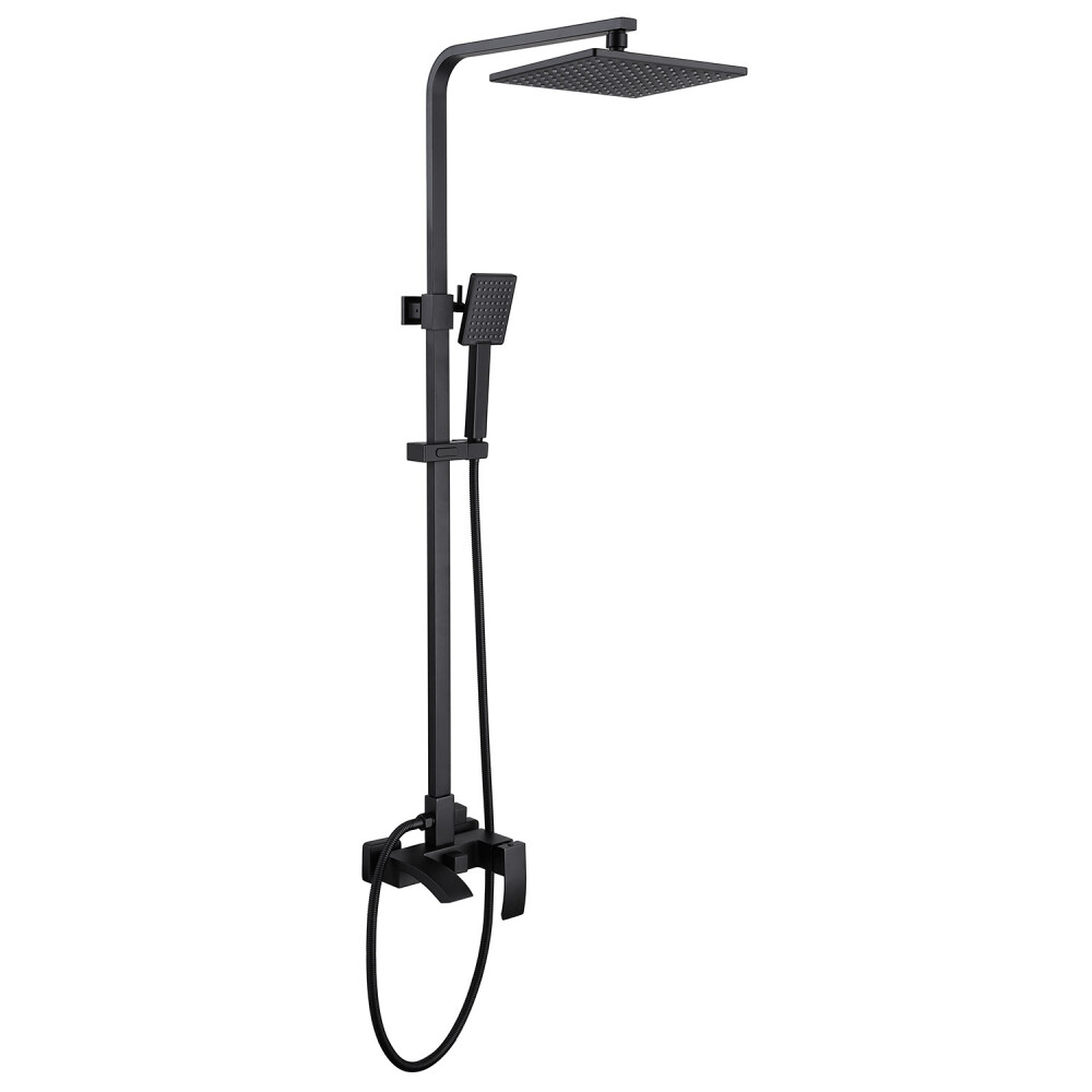 

Душевая система Abber Wasserfall с верхним душем с лейкой со смесителем черная матовая (AF8616B)