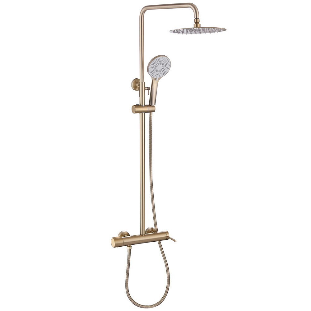 

Душевая система Abber Emotion с верхним душем с лейкой со смесителем золото матовое (AF8816G)