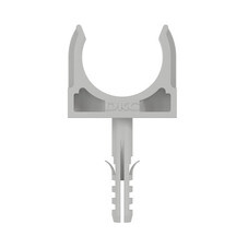 Фиксатор для труб 25 мм DKC с защелкой и дюбелем серый (100 шт.) (51325DIY)