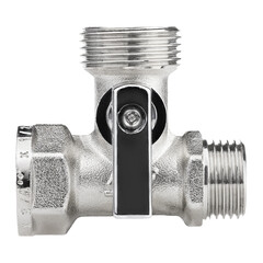 Кран шаровой латунный MPF 1/2 ВР(г) х 3/4 НР(ш) х 1/2 НР(ш) к бытовой технике хром мини трехходовой ГОСТ Р 59553-2021 (ИС.081197) - фото 2