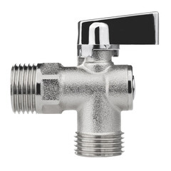 Изображение товара Кран шаровой латунный MasterProf Compact 1/2 НР(ш) х 1/2 НР(ш) к бытовой технике хром мини с отражателем угловой ГОСТ Р 59553-2021 (ИС.081208)