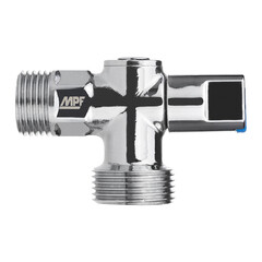 Кран шаровой латунный MPF 1/2 НР(ш) х 3/4 НР(ш) к бытовой технике хром мини с отражателем угловой ГОСТ Р 59553-2021 (ИС.081201) - фото 3