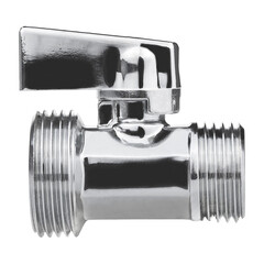 Изображение товара Кран шаровой латунный MPF 1/2 НР(ш) х 3/4 НР(ш) к бытовой технике хром мини проходной ГОСТ Р 59553-2021 (ИС.081216)