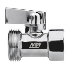 Кран шаровой латунный MPF 1/2 ВР(г) х 3/4 НР(ш) к бытовой технике хром мини проходной ГОСТ Р 59553-2021 (ИС.081221)