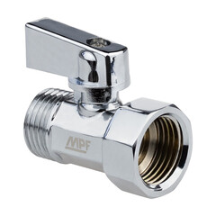 Кран шаровой латунный MPF 1/2 ВР(г) х 1/2 НР(ш) к бытовой технике хром мини проходной ГОСТ Р 59553-2021 (ИС.081214) - фото 3