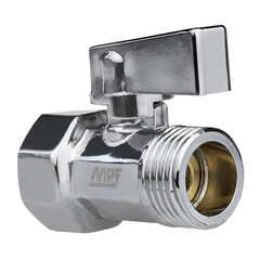 Кран шаровой латунный MPF 1/2 ВР(г) х 1/2 НР(ш) к бытовой технике хром мини проходной ГОСТ Р 59553-2021 (ИС.081214) - фото 2
