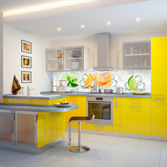 Панель стеновая пластик для кухни 3000х600х1,5 мм цитрусовая свежесть - фото 2