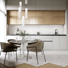 Панель стеновая ПВХ для кухни 3000х600х1 мм лофт кирпич белый - фото 2