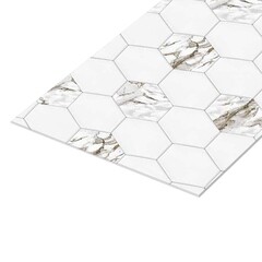 Панель стеновая ПВХ для кухни 3000х600х1 мм гексагон мрамор - фото 1