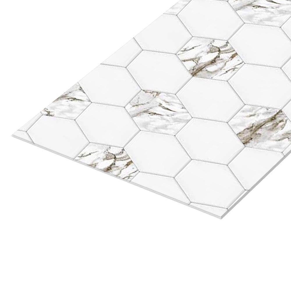 Панель стеновая ПВХ для кухни 3000х600х1 мм гексагон мрамор