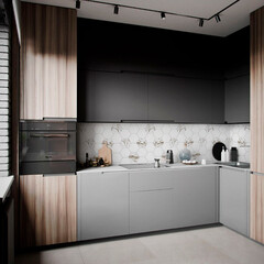 Панель стеновая ПВХ для кухни 3000х600х1 мм гексагон мрамор - фото 2