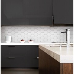 Панель стеновая ПВХ для кухни 4000х600х1 мм гексагон - фото 3