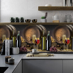 Панель стеновая ПВХ для кухни 3000х600х1 мм вино - фото 3